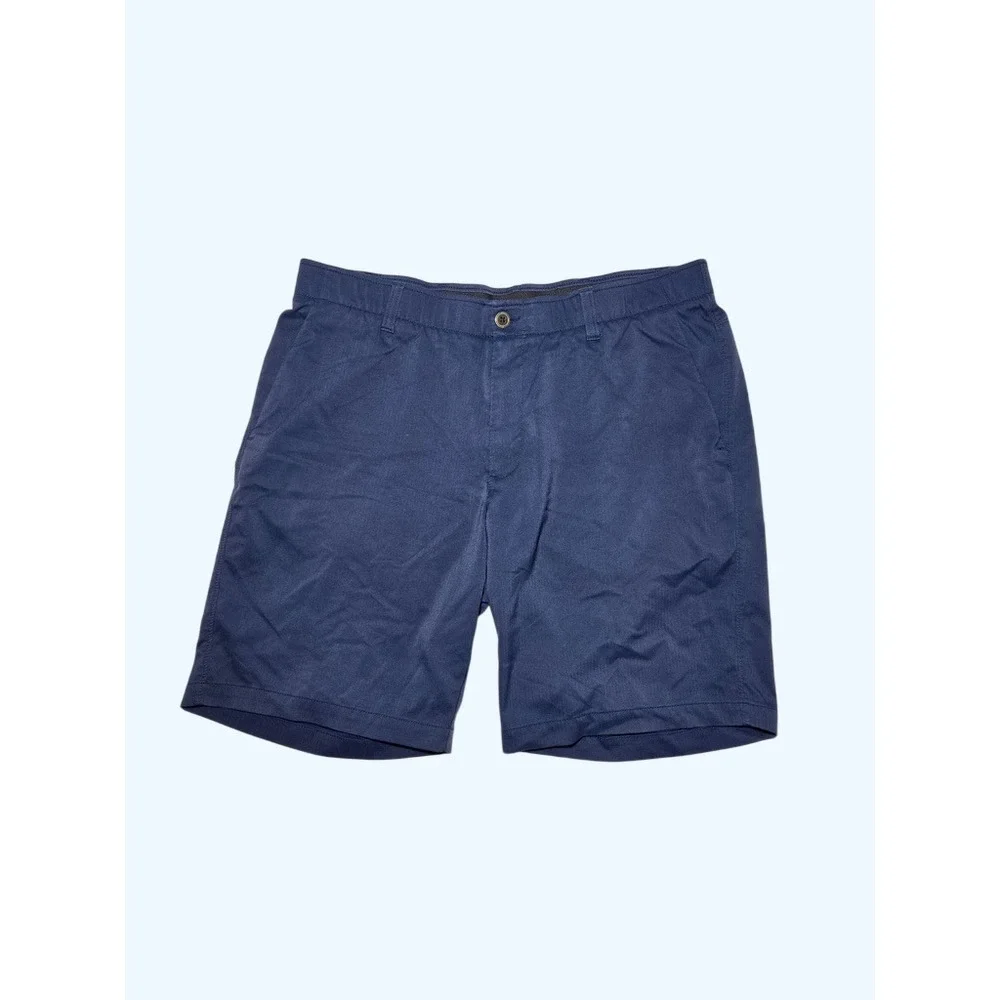 Under Armour Match Play Mens Navy Blue HeatGear Golf Shorts Size 40 Flat Front